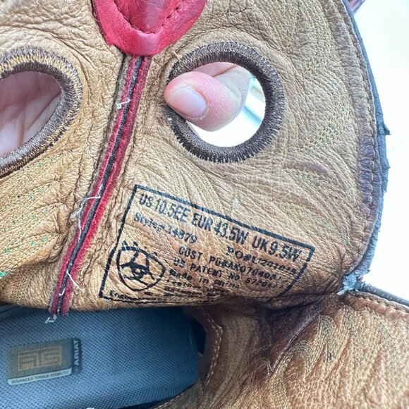 Ariat Men Size 10.5EE 34879 Brown Red Leather Cowboy Mid Calf Western Boot - Picture 10 of 14